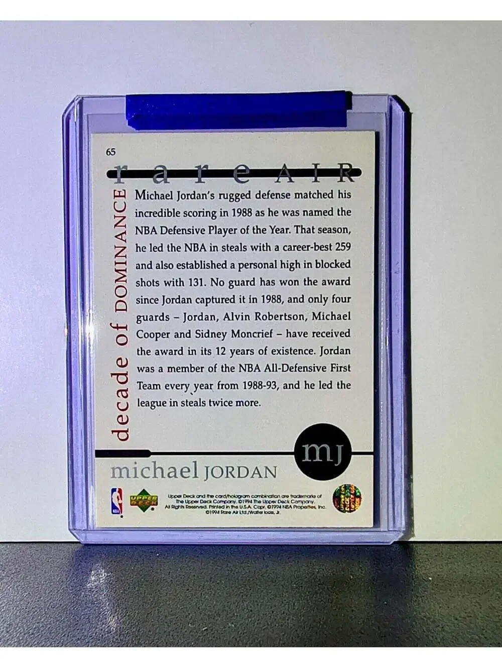 Michael Jordan 1994 Upper Deck Rare Air MJ Decade of Dominance #65 Card Bulls